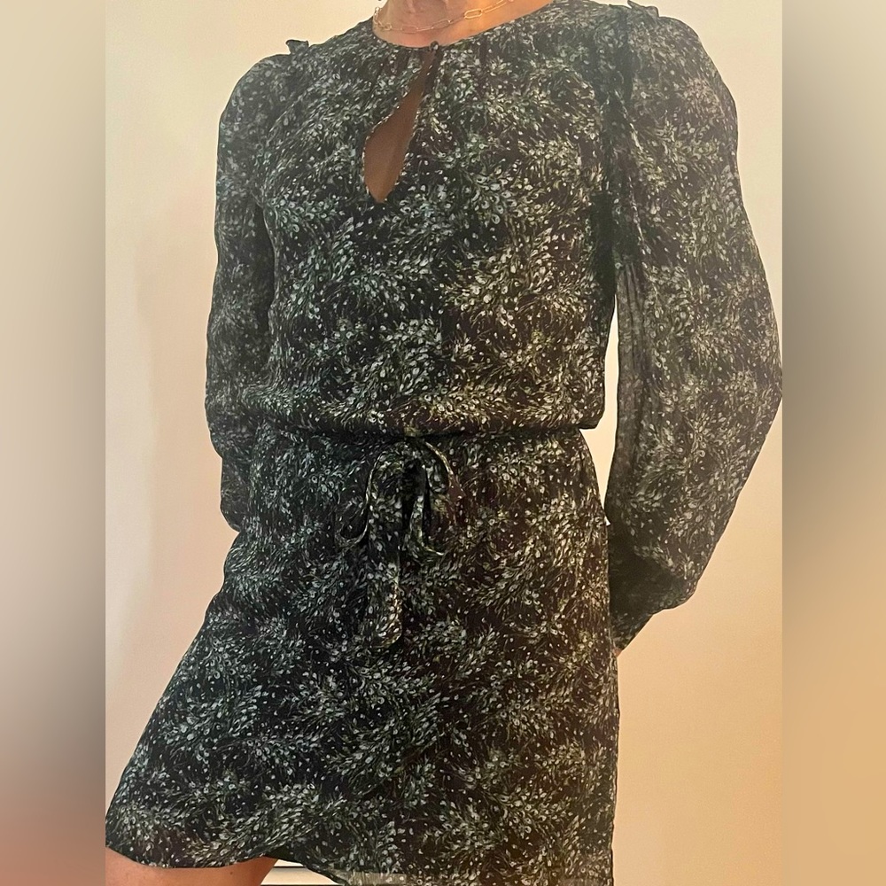 Paige 100% silk floral long sleeve dress size XS